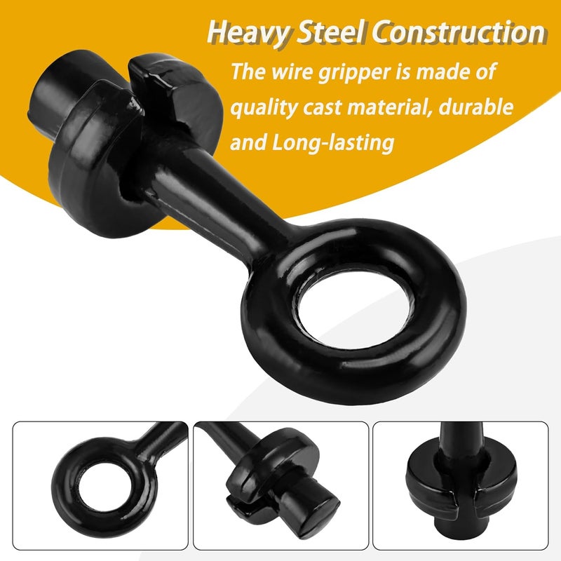 JAMCARI Barbed Wire Pullers - Wire Gripper for Barb Wire S1611000 Steel Wire Grip Line, Fence Stretcher Tool, Effortlessly Tighten and Repair Barb and Fence Wire, Steel Metal, Black - Image 5